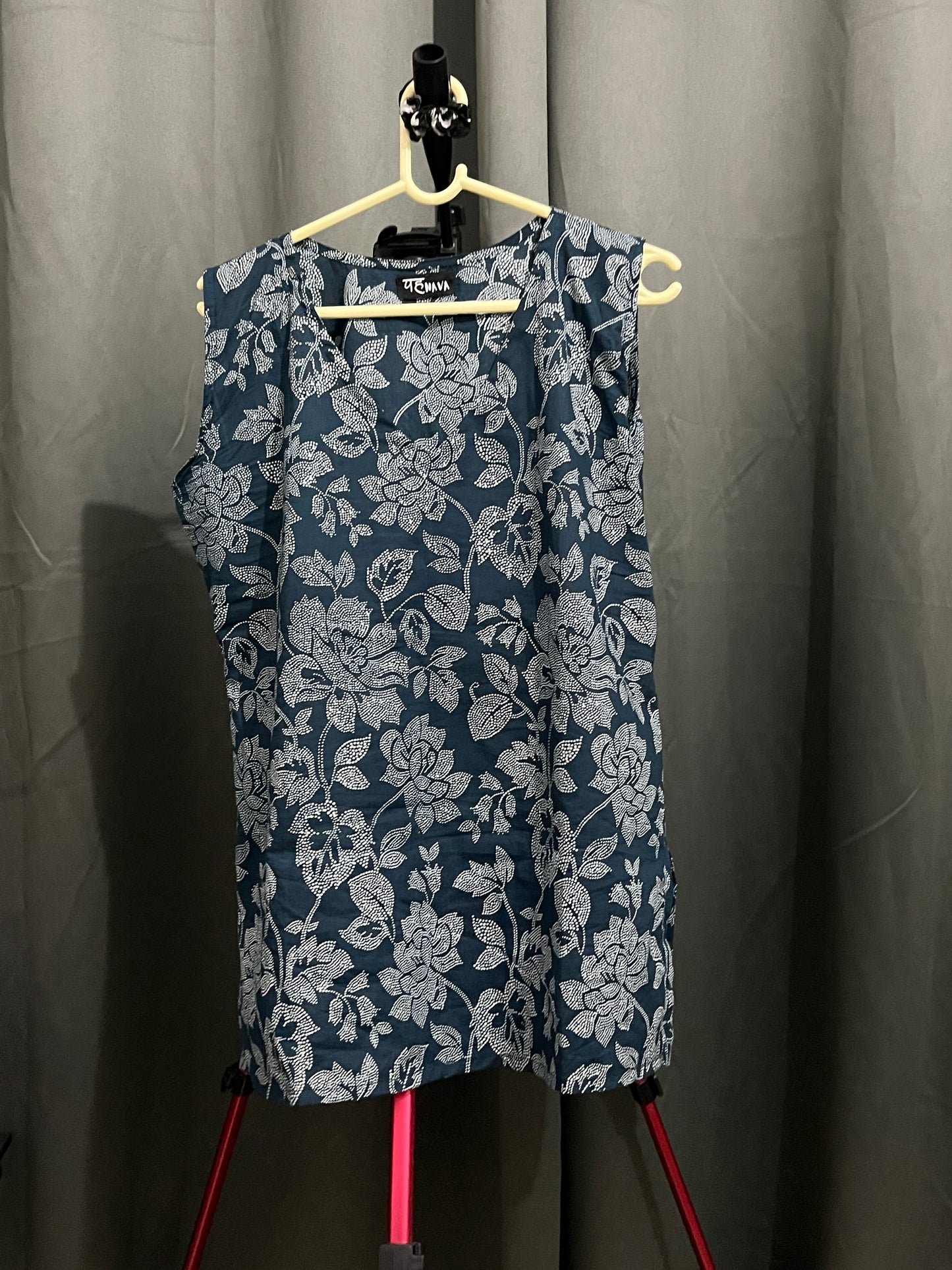 Midnight Bloom Sleeveless Kurti