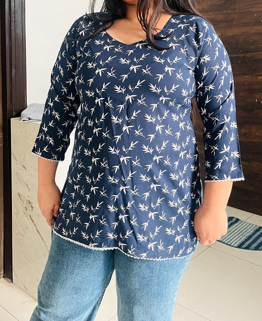 Navy Breeze Cotton Kurti