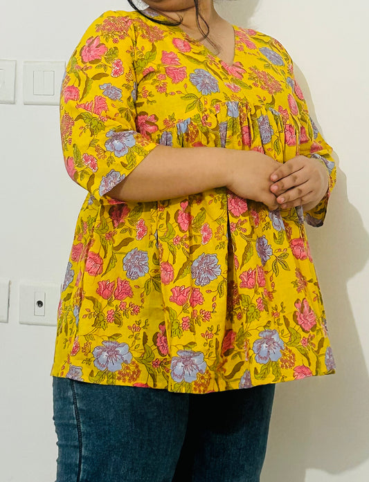 Sunlit Bloom Peplum Kurti