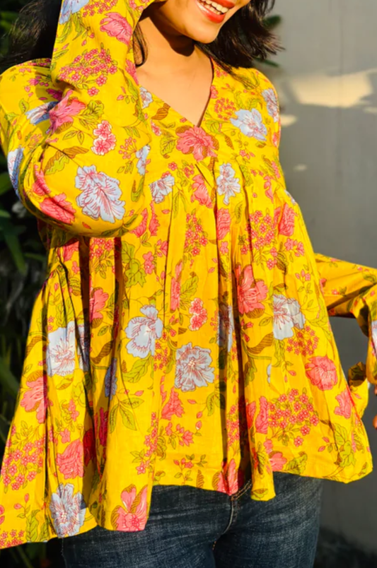Sunlit Bloom Peplum Kurti